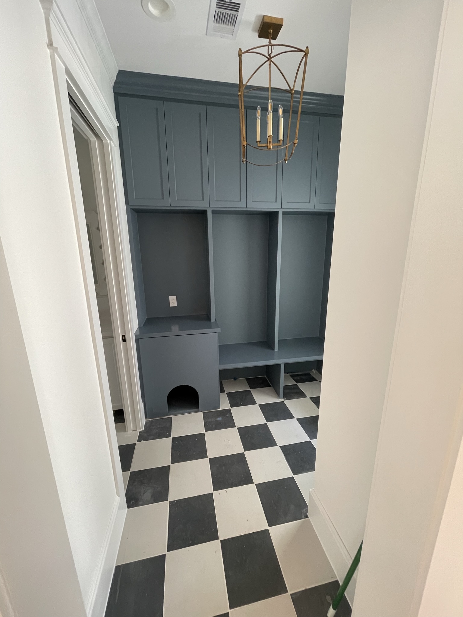 Renovation checkered floor detail